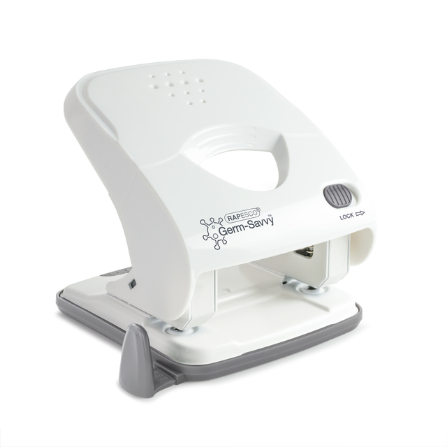 Perforator Rapesco Germ-Savvy Less Effort Eco X5-40ps antibacterieel 2-gaats wit