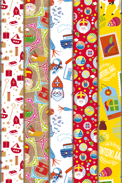 Papier cadeau Haza Saint-Nicolas 46,5x250cm boîte 100 pièces assorti