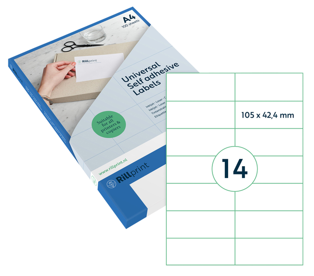 Etiket Rillprint 105x42.4mm mat transparant  350 stuks