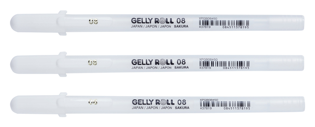 Feutre gel Sakura Gelly Roll Classic 08 set 3 pièces blanc