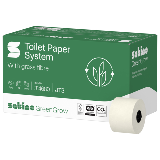 Papier toilette BlackSatino GreenGrow ST10 314680 2 épaisseurs 100m naturel