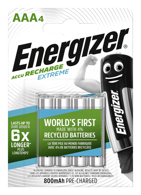 Pile rechargeable Energizer 4x AAA 800mAh