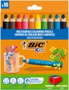 Crayon de couleur BIC Kids Multi-surface inclus taille-crayon assorti paquet 10 pièces