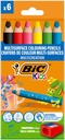 Crayon de couleur BIC Kids Multi-surface inclus taille-crayon assorti paquet 6 pièces