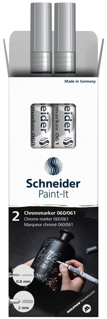 Marqueur Schneider Paint-it 060 - 061 0,8-2mm chromé métallique 2 pièces