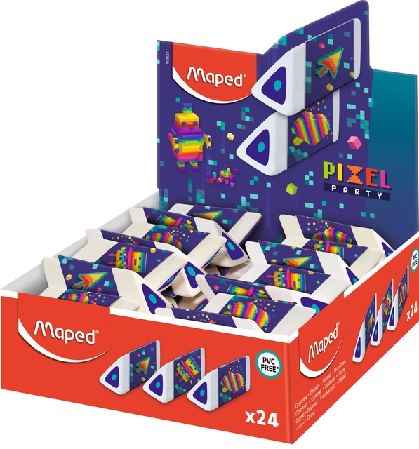 Gomme Maped Pixel Party Pyramid présentoir 24 pièces