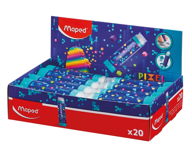 Gomme tube Maped Pixel party présentoir 20 pièces