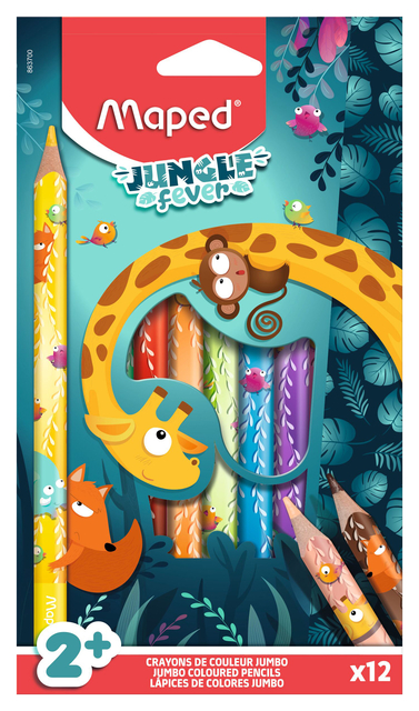 Kleurpotlood Maped Jungle Fever jumbo set à 12 kleuren