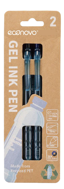 Stylo gel Econovo 0,7mm bleu et noir blister 2 pièces