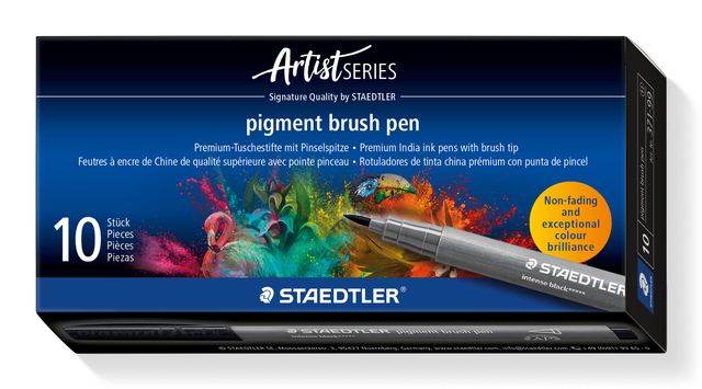 Feutre pinceau Staedtler PigmentArts 1mm noir intense