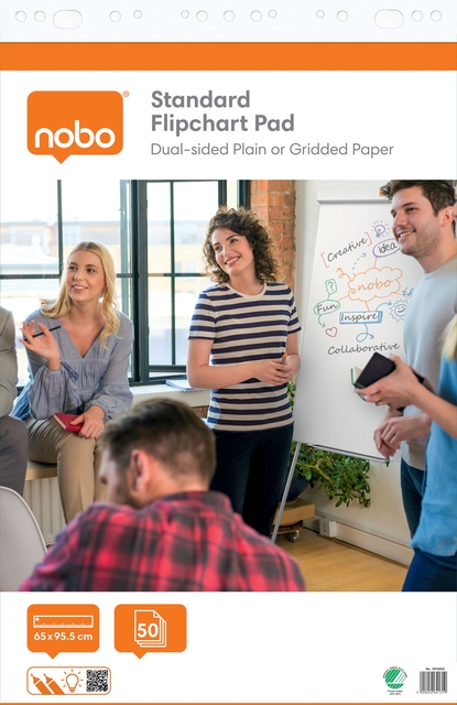 Papier chevalet de conférence Nobo Standard 65x95cm double face à plat 50 feuilles