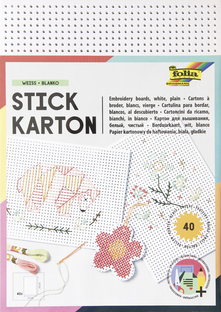 Borduurkaarten Folia 17.5 x x24.5cm 300gr 40 vel wit