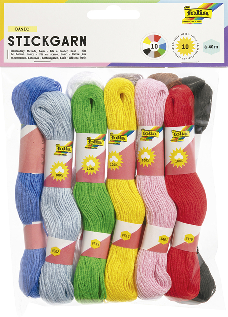 Fil à broder Folia 10 brins 4m assorti