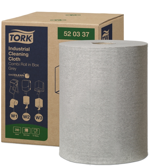 Chiffon de nettoyage Tork W1-W2-W3 Premium Industrial 520337 1 épaisseur gris 390 feuilles