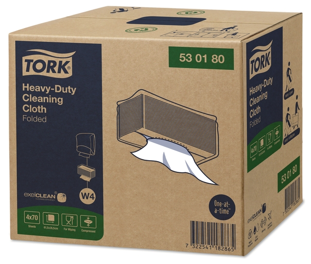 Chiffon de nettoyage Tork Premium Heavy-Duty W4 530180 plié 1 épaisseur 4x 70 feuilles blanc