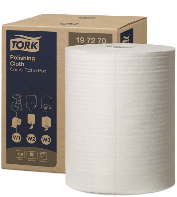 Chiffon de polissage Tork W1-W2-W3 Premium 197270 1 épaisseur blanc 450 feuilles