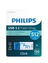 Clé USB 3.2 Philips Click USB-C 512Go bleu