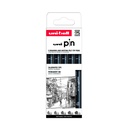 Fineliner Uni-Ball Pin ASP009 set 5 largeurs noir