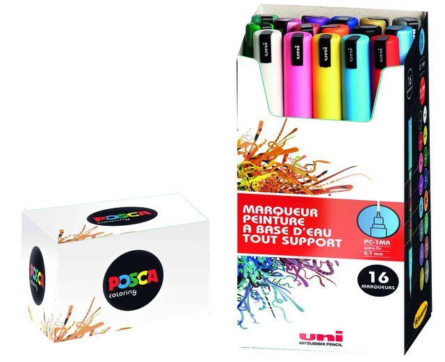 Marqueur peinture Posca PC1MR Extra Fin assorti set 16 pièces