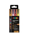 Marqueur peinture Posca PC3M Fin couleurs chaudes pailletées set 4 pièces