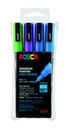 Paintmarker Uni POSCA PC3M fijn glitter koel assorti set à 4 stuks