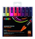 Marqueur peinture Posca PC5M Medium Couleurs chaudes set 8 pièces jaune fluo