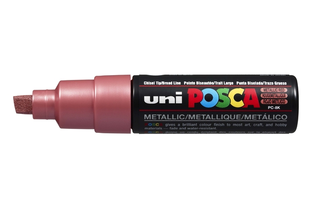 Paintmarker Uni POSCA PC8K breed schuin metallic rood