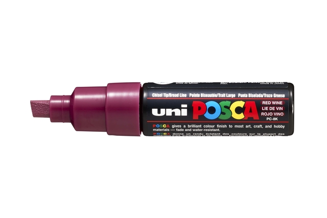 Paintmarker Uni POSCA PC8K breed schuin wijnrood