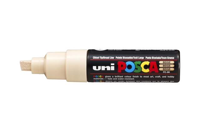 Paintmarker Uni POSCA PC8K breed schuin beige