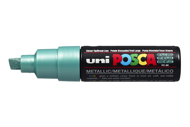 Paintmarker Uni POSCA PC8K breed schuin metallic groen