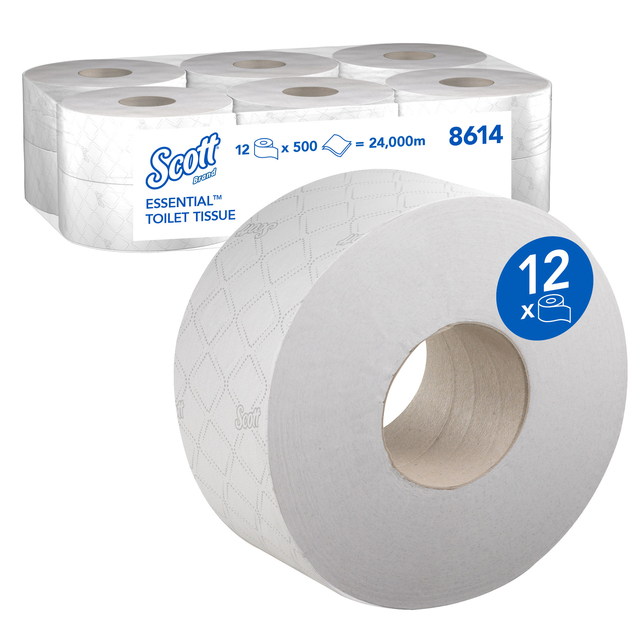 Toiletpapier Scott Essential jumbo 2-laags 200m wit 8614