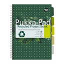 Carnet de projets Pukka Pad Recycled A4 ligné 5 intercalaires 4 perf 200 pages 80g vert