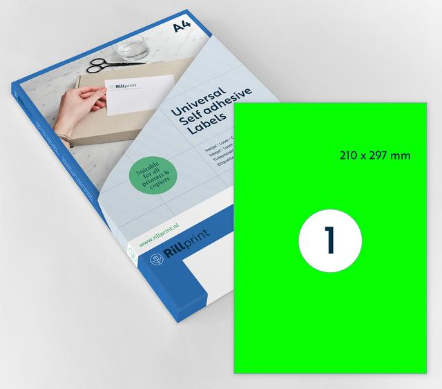 Etiket Rillprint 210x297mm fluor groen 100 stuks