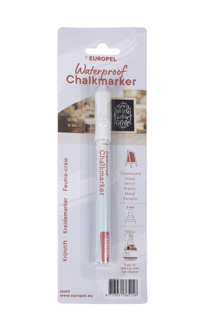Feutre craie Europel indélébile 1-3mm blanc blister 1 pièce