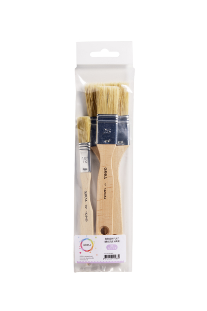 Brosses plates Qrea soie de porc set 3 largeurs