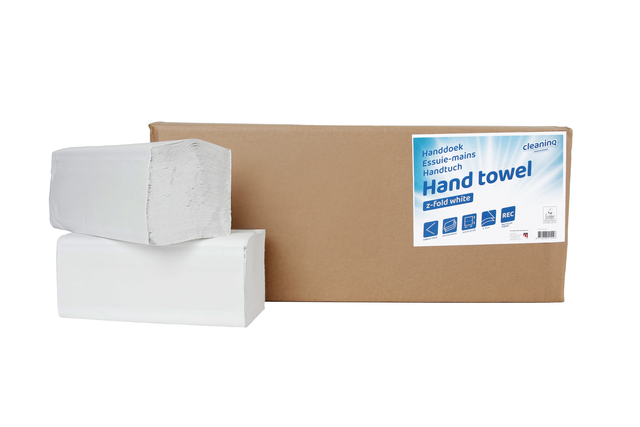 Handdoek Cleaninq Z-vouw 2-laags 225x220mm 20x200 wit