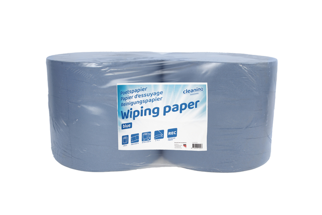 Poetspapier Cleaninq industrie 2-laags 26cmx380m blauw