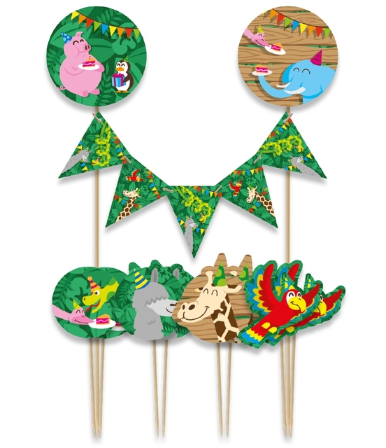 Décoration gâteau Jungle 9 pièces