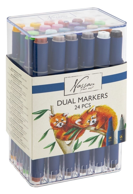 Marqueur à alcool Nassau Arts pointe duo set 24 couleurs