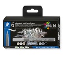 Feutre pinceau Staedtler Pigment Pen étui 6 couleurs grises