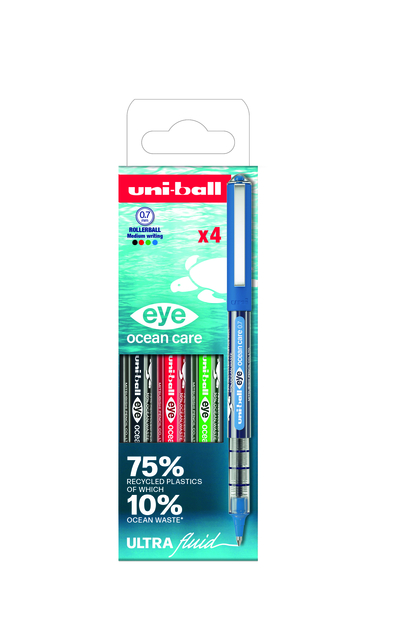 Rollerpen Uni-ball Eye Ocean Care medium assorti 4 stuks