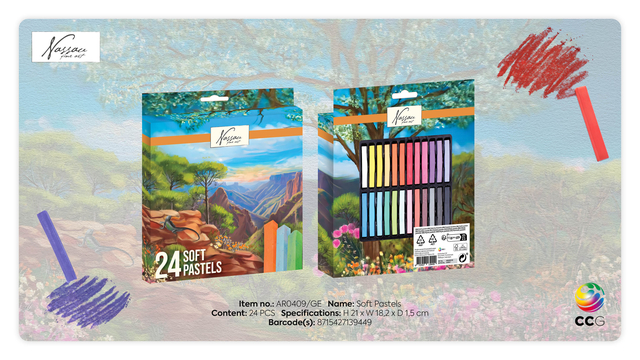 Pastelkrijt Nassau fine art zacht blister 24 stuks assorti