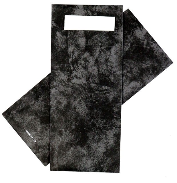 Bestekzakje IEZZY 190x85mm zwart gemarmerd met wit servet 500st