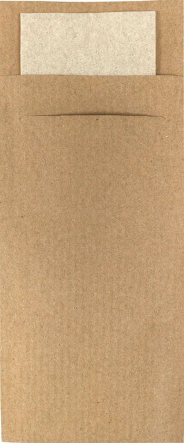 Pochette à couvert IEZZY 190x85mm kraft avec serviette recyclée 500 pièces