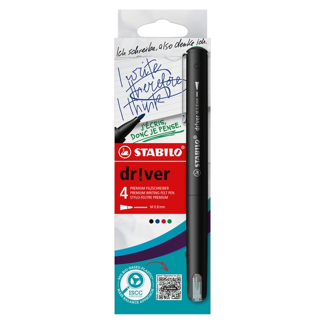 Fineliner STABILO dr!ver Medium assorti 4 pièces