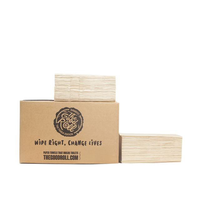 Handdoek The Good Roll bamboe z-vouw 2-laags 230x210mm 20x200 vel naturel