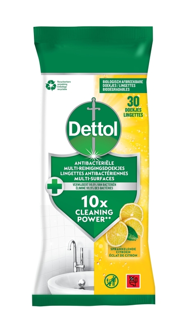 Lingettes nettoyantes Dettol antibactérienne Citrus 30 pièces