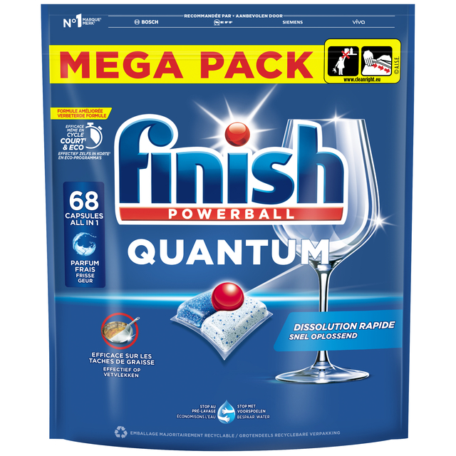 Tablette lave-vaisselle Finish Quantum Regular 68 stuks