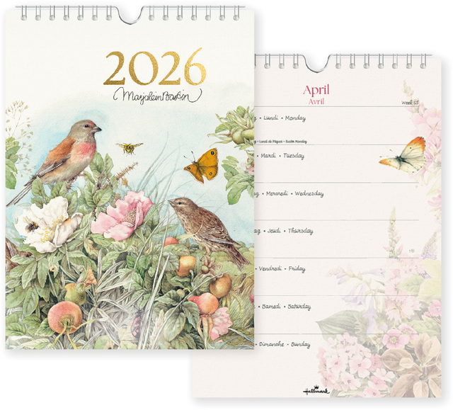 Calendrier 2026 Marjolein Bastin oiseaux 7 jours/1 page