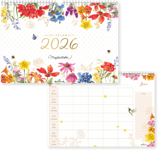 Planificateur familial 2026 Marjolein Bastin Fleurs 1 mois/1 page